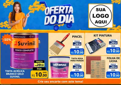 Modelo de Encarte para Encarte A4 Horizontal com o tema Oferta do Dia para Tintas e Ferramentas
