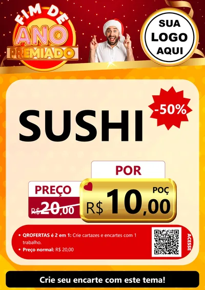 Modelo de Cartaz para Cartaz A4 Vertical com o tema Fim de Ano Premiado para Comida japonesa