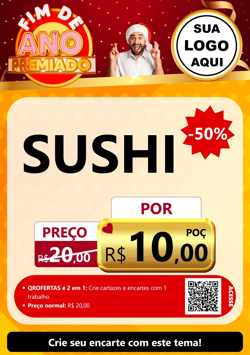 Modelo de Cartaz para Cartaz A4 Vertical com o tema Fim de Ano Premiado para Comida japonesa
