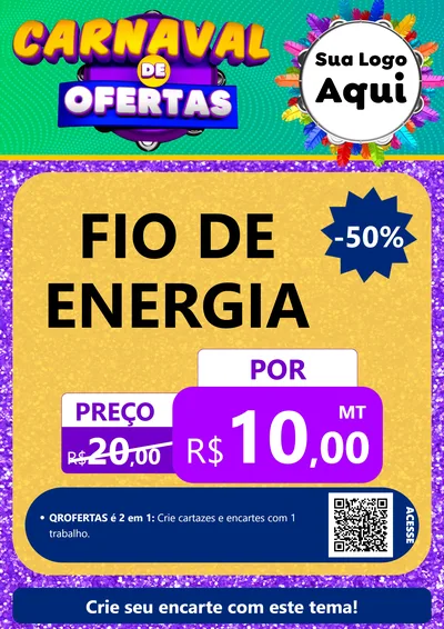 Modelo de Cartaz para Cartaz A4 Vertical com o tema Carnaval de Ofertas para Materiais Elétricos