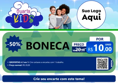 Modelo de Cartaz para Cartaz A4 Horizontal com o tema Quarta Kids para Brinquedos