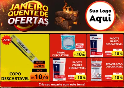 Modelo de Encarte para Encarte A4 Horizontal com o tema Janeiro Quente de Ofertas para Embalagens