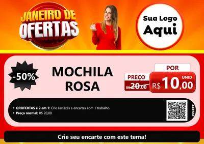 Modelo de Cartaz para Cartaz A4 Horizontal com o tema Janeiro de Ofertas para Papelaria