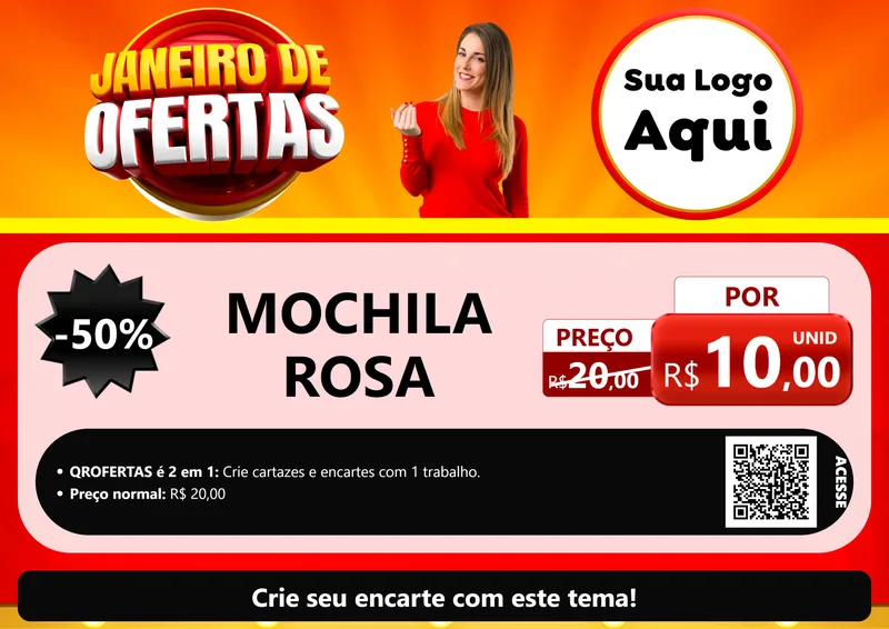 Modelo de Cartaz para Cartaz A4 Horizontal com o tema Janeiro de Ofertas para Papelaria