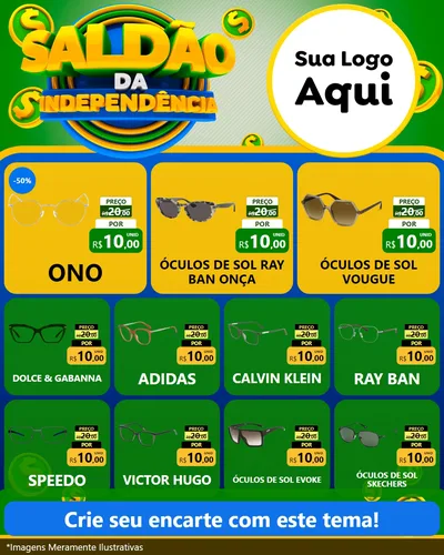 Modelo de Rede Social para Feed Instagram com o tema Saldão da Indepêndencia para Óticas