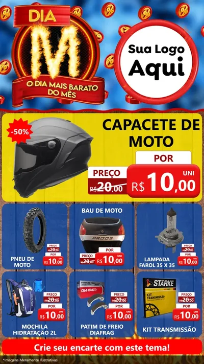 Modelo de Rede Social para Stories com o tema Dia M - O Dia Mais Barato Do Mês para Moto peças