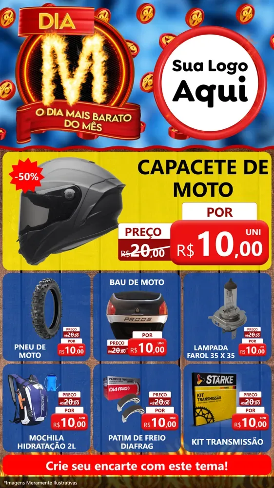 Modelo de Rede Social para Stories com o tema Dia M - O Dia Mais Barato Do Mês para Moto peças
