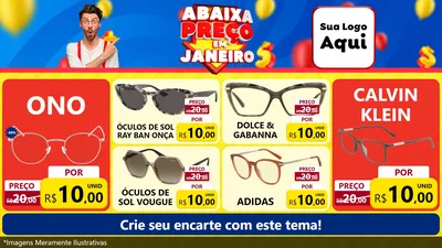 Modelo de TV para TV Horizontal com o tema Abaixa Preço em Janeiro para Óticas