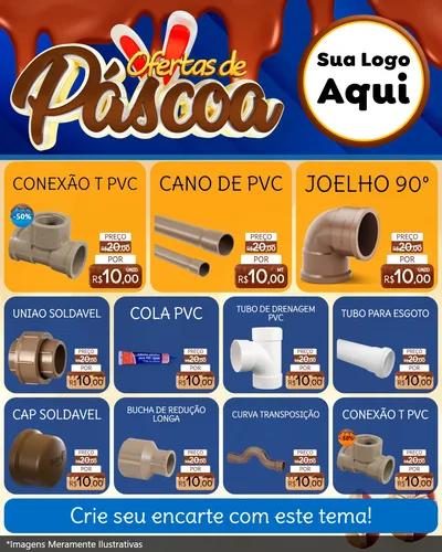 Modelo de Rede Social para Feed Instagram com o tema Ofertas de Páscoa para Tubos e conexões