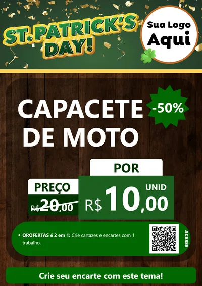 Modelo de Cartaz para Cartaz A4 Vertical com o tema St Patriks Day para Moto peças