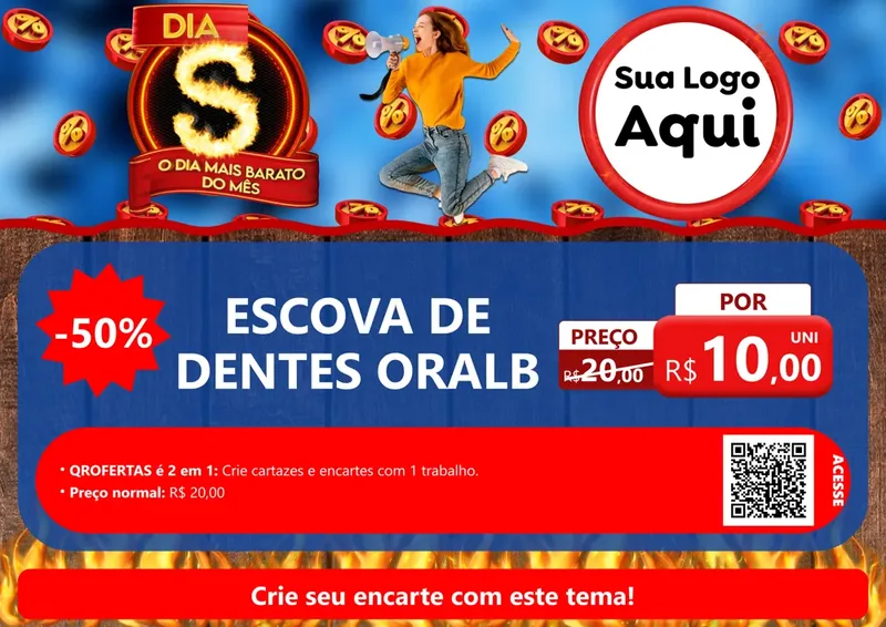 Modelo de Cartaz para Cartaz A4 Horizontal com o tema Dia S - O Dia Mais Barato Do Mês para Higiene Pessoal