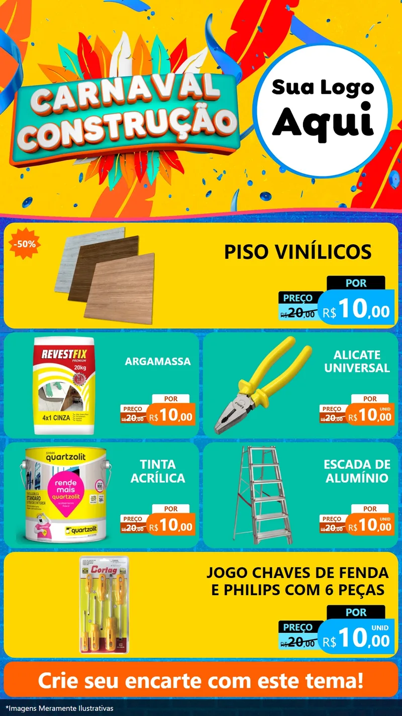 Modelo de TV para TV Vertical com o tema Carnaval Construção para Material para Construção