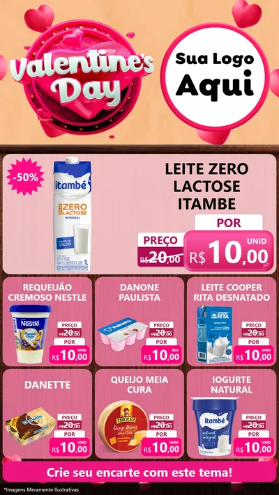 Modelo de Rede Social para Stories com o tema Valentine's Day para Frios e Laticínios