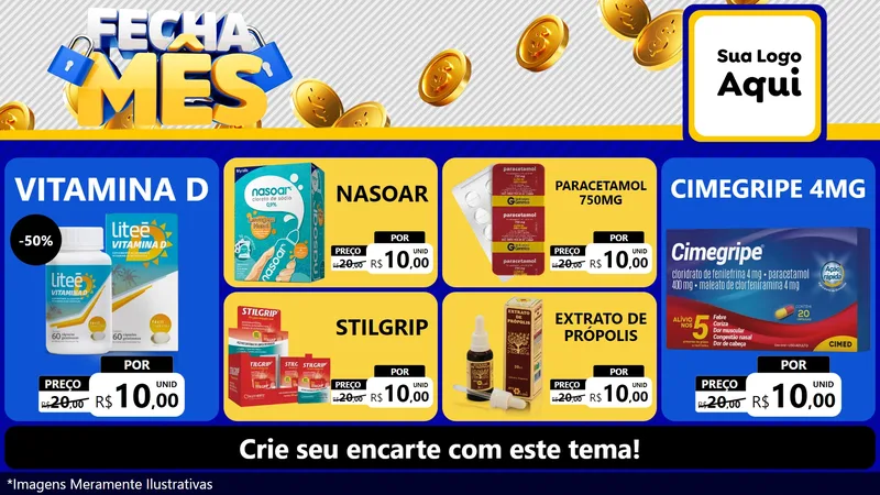 Modelo de TV para TV Horizontal com o tema Fecha Mês para Farmácia