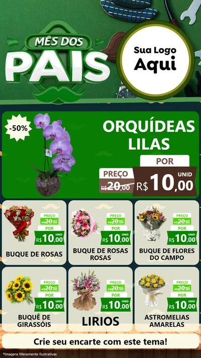 Modelo de Rede Social para Stories com o tema Mês dos Pais para Floricultura e jardim