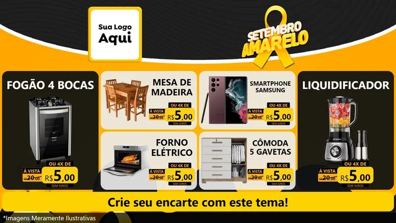 Modelo de TV para TV Horizontal com o tema Setembro Amarelo para Móveis e Eletro