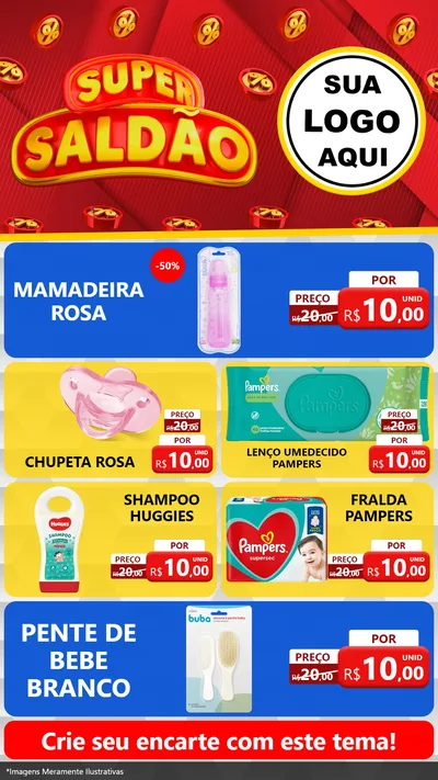 Modelo de TV para TV Vertical com o tema Super Saldão para Bebês