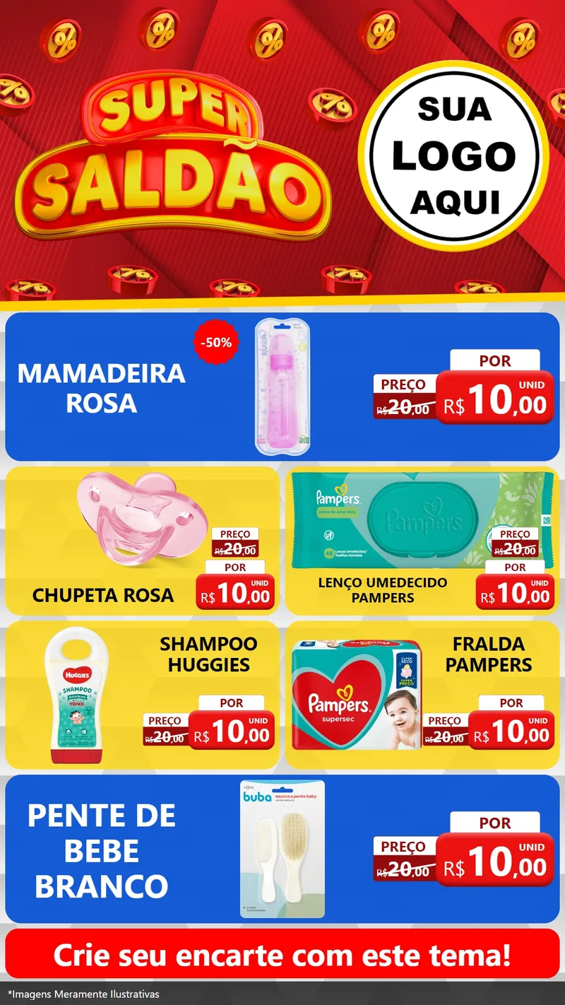 Modelo de TV para TV Vertical com o tema Super Saldão para Bebês