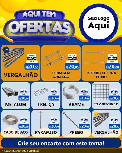 Modelo de Rede Social para Feed Instagram com o tema Aqui Tem Ofertas para Ferragens