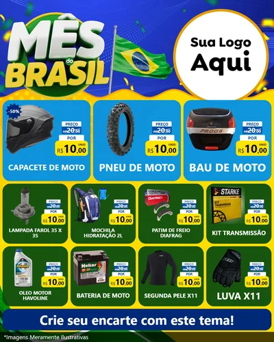 Modelo de Rede Social para Feed Instagram com o tema Mês do Brasil para Moto peças
