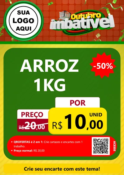 Modelo de Cartaz para Cartaz A4 Vertical com o tema Outubro Imbatível para Supermercado