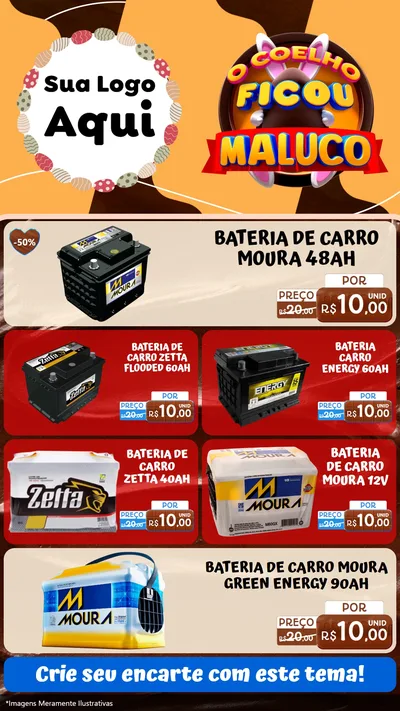 Modelo de TV para TV Vertical com o tema O Coelho Ficou Maluco - Páscoa para Baterias Elétricas