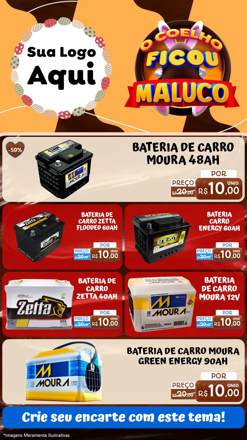 Modelo de TV para TV Vertical com o tema O Coelho Ficou Maluco - Páscoa para Baterias Elétricas