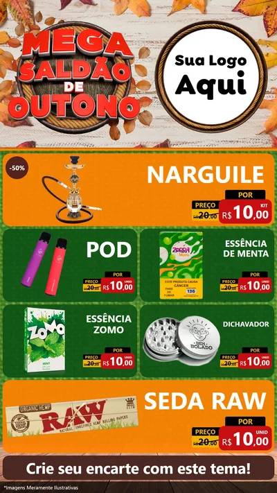 Modelo de TV para TV Vertical com o tema Mega Saldão de Outono para Tabacaria