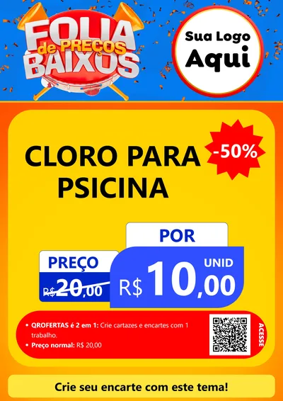 Modelo de Cartaz para Cartaz A4 Vertical com o tema Folia de Preços Baixos para Produtos para Piscina