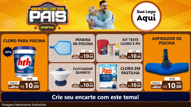 Modelo de TV para TV Horizontal com o tema Especial Dia dos Pais para Produtos para Piscina