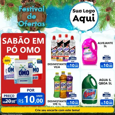 Modelo de Rede Social para Feed Facebook com o tema Festival de Ofertas - Inverno para Produtos de Limpeza