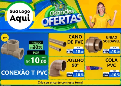 Modelo de Encarte para Encarte A4 Horizontal com o tema Grandes Ofertas para Tubos e conexões