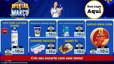 Modelo de TV para TV Horizontal com o tema Ofertas de Março para Frios e Laticínios
