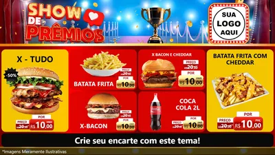 Modelo de TV para TV Horizontal com o tema Show de Prêmios para Hamburgueria