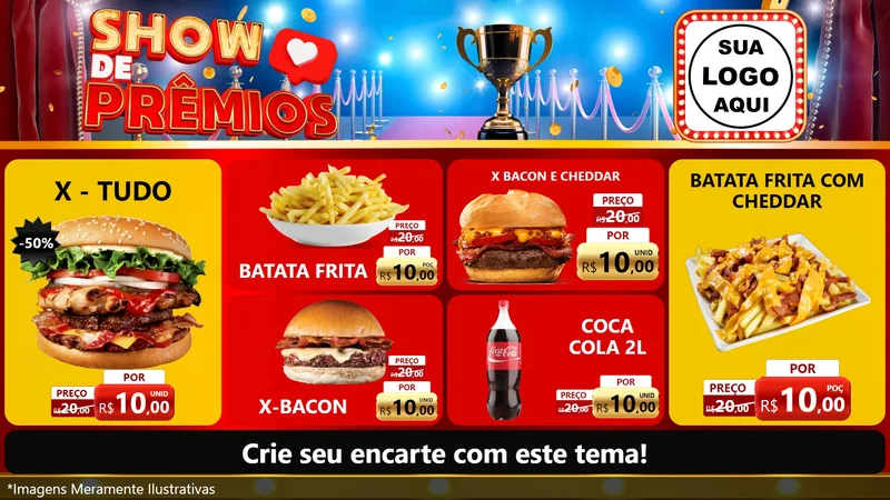 Modelo de TV para TV Horizontal com o tema Show de Prêmios para Hamburgueria