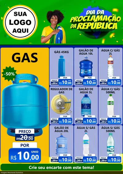 Modelo de Encarte para Encarte A4 Vertical com o tema Dia Da Proclamação Da República para Água e gás