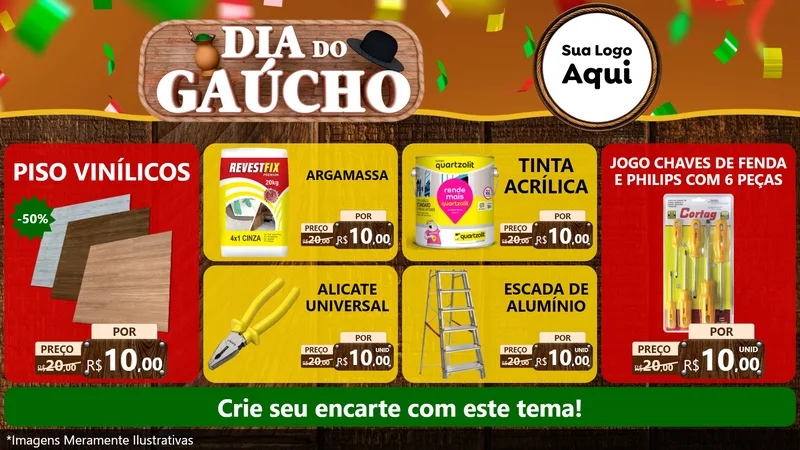 Modelo de TV para TV Horizontal com o tema Dia do Gaúcho para Material para Construção