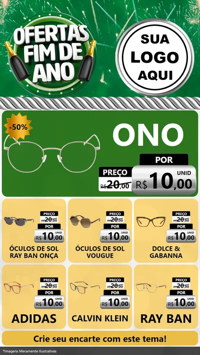 Modelo de Rede Social para Stories com o tema Ofertas Fim de Ano para Óticas