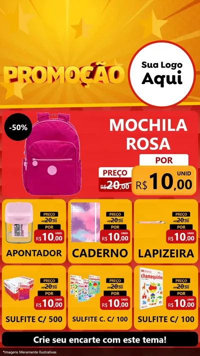 Modelo de Rede Social para Stories com o tema Promoção para Papelaria