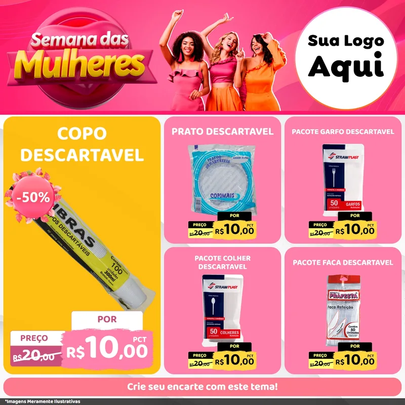 Modelo de Rede Social para Feed Facebook com o tema Semana das Mulheres para Embalagens