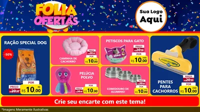 Modelo de TV para TV Horizontal com o tema Folia de Ofertas para Pet Shop