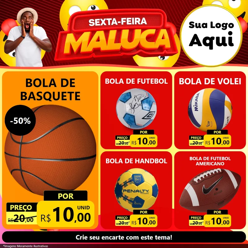 Modelo de Rede Social para Feed Facebook com o tema Sexta-feira Maluca para Artigos Esportivos