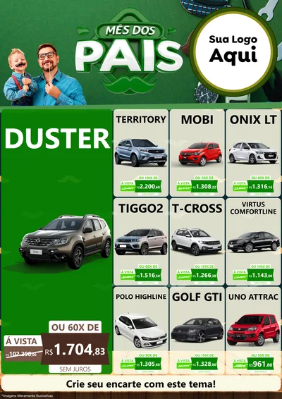Modelo de Encarte para Encarte A4 Vertical com o tema Mês dos Pais para Concessionaria de Carros