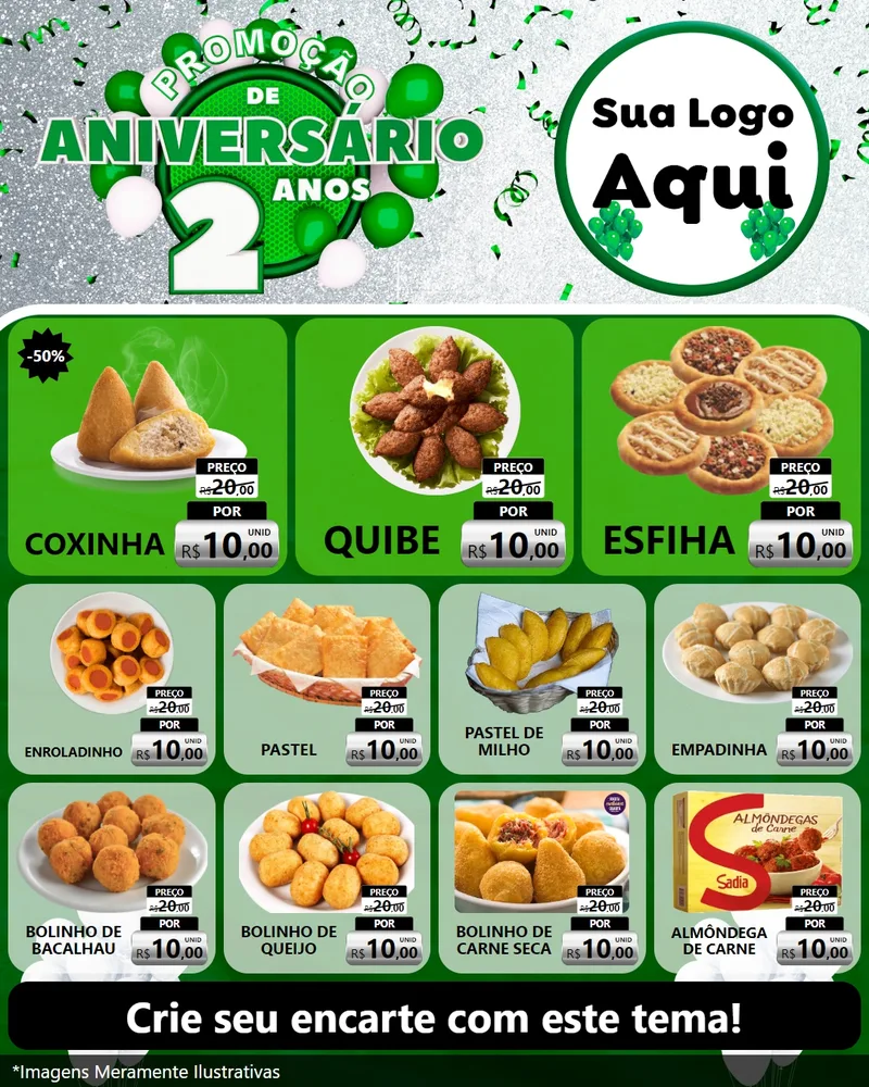 Modelo de Rede Social para Feed Instagram com o tema Promoção de Aniversário - 2 Anos para Salgadaria