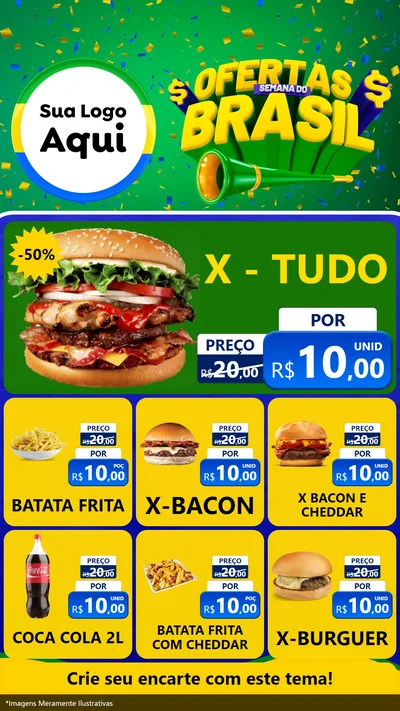 Modelo de Rede Social para Stories com o tema Ofertas Semana do Brasil para Hamburgueria