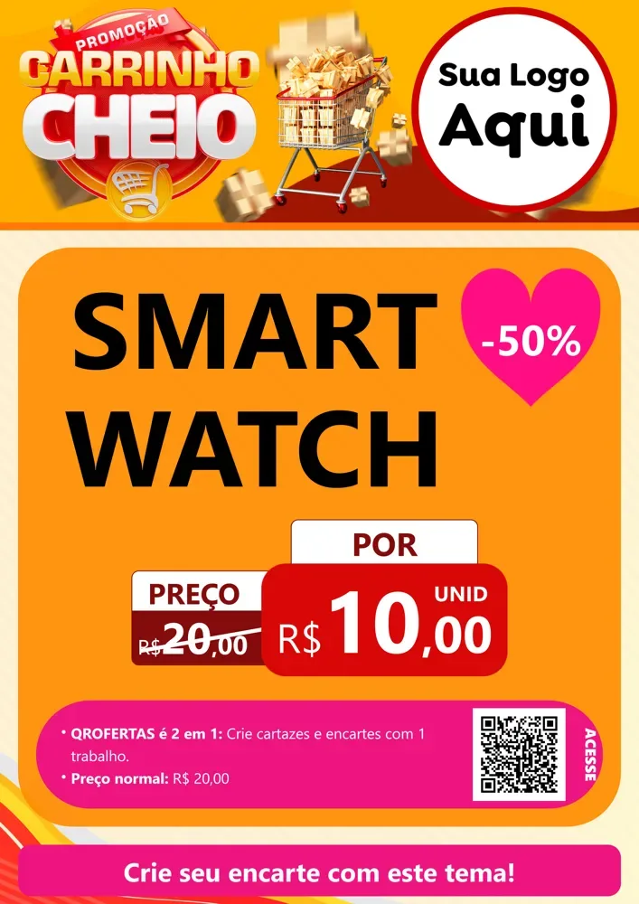 Modelo de Cartaz para Cartaz A4 Vertical com o tema Promoção carrinho cheio para Informática