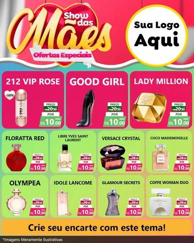 Modelo de Rede Social para Feed Instagram com o tema Show das Mães - Ofertas Especiais para Perfumes