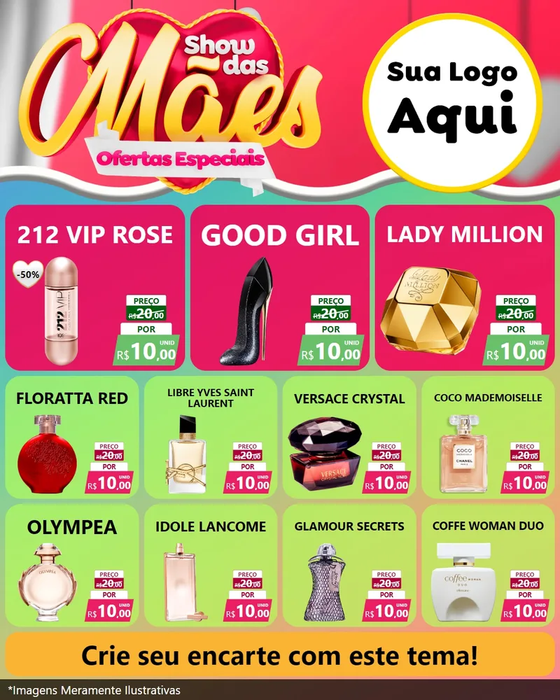 Modelo de Rede Social para Feed Instagram com o tema Show das Mães - Ofertas Especiais para Perfumes