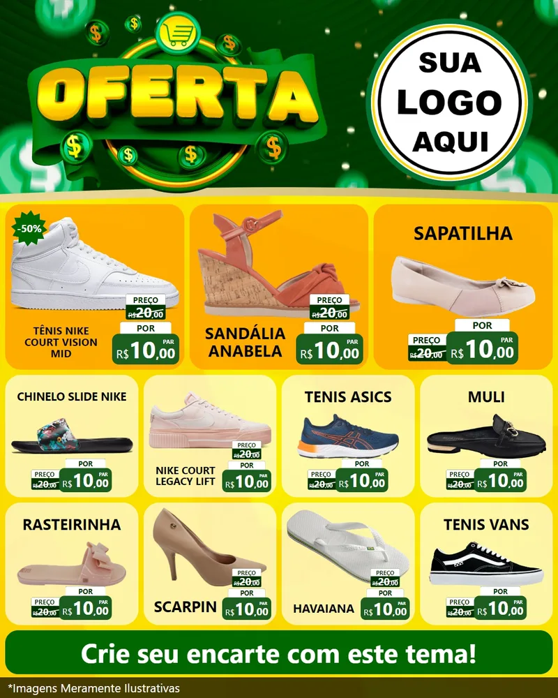 Modelo de Rede Social para Feed Instagram com o tema Oferta para Calçados