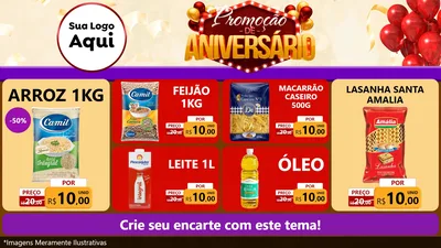 Modelo de TV para TV Horizontal com o tema Promoção de Aniversário para Supermercado